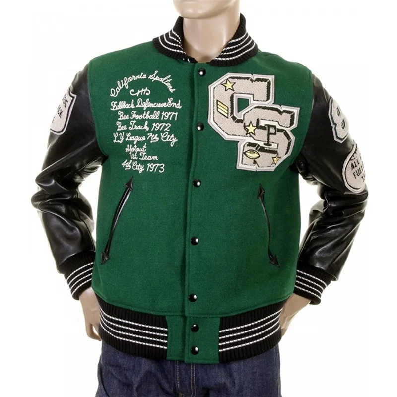 Hot selling new OEM custom leather sleeve bomber letterman baseball towel embroidered varsity jacket for men