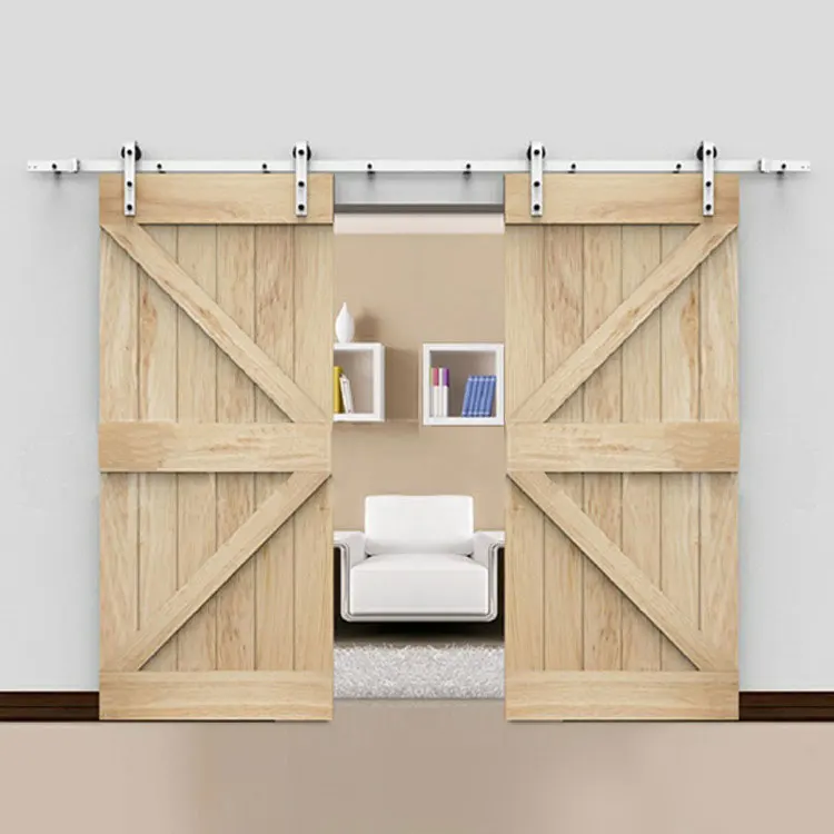 Heavy Duty Double Soft Close Ceiling Mount Bypass Sliding Barn Door Track Hardware