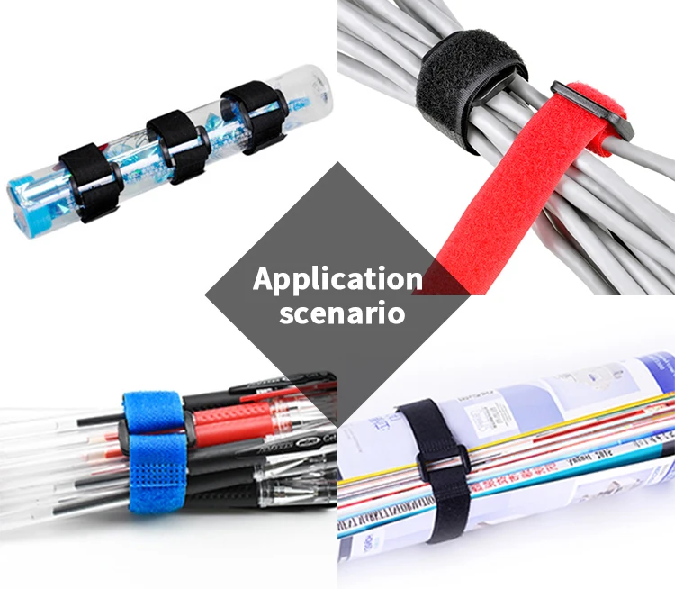 Wire Management Adjustable Releasable Flexible Custom Cable Marker Tidy Hook And Loop Cable Tie With Label