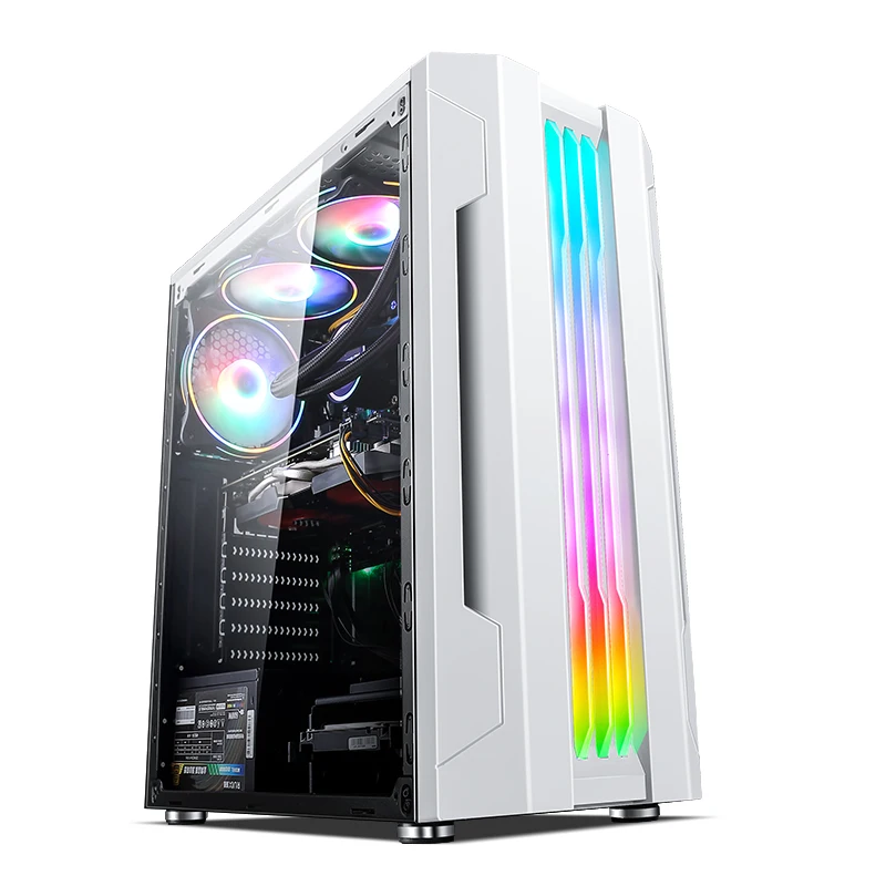  Рассвет закаленное стекло 6*12 веер матрица Средняя башня RGB светодиодный компьютер ПК корпус микро Atx игровой Корпус и