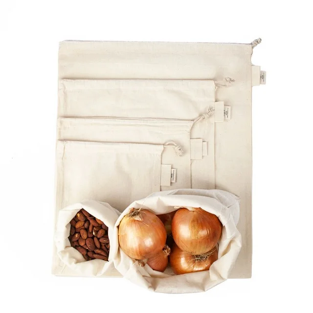 Reusable 100% Cotton Muslin Produce Eco-Friendly Fabric Storage Bags Manufacturing in India Top Selling Products Sustainable