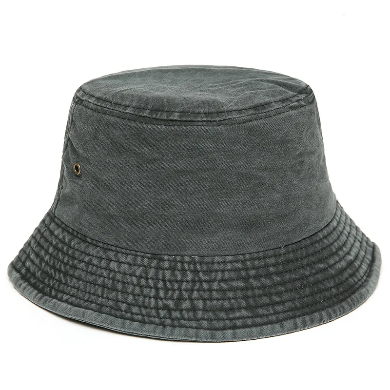 Unisex Vintage Wide Brim Jean Plain Denim Fisherman Bucket Hats