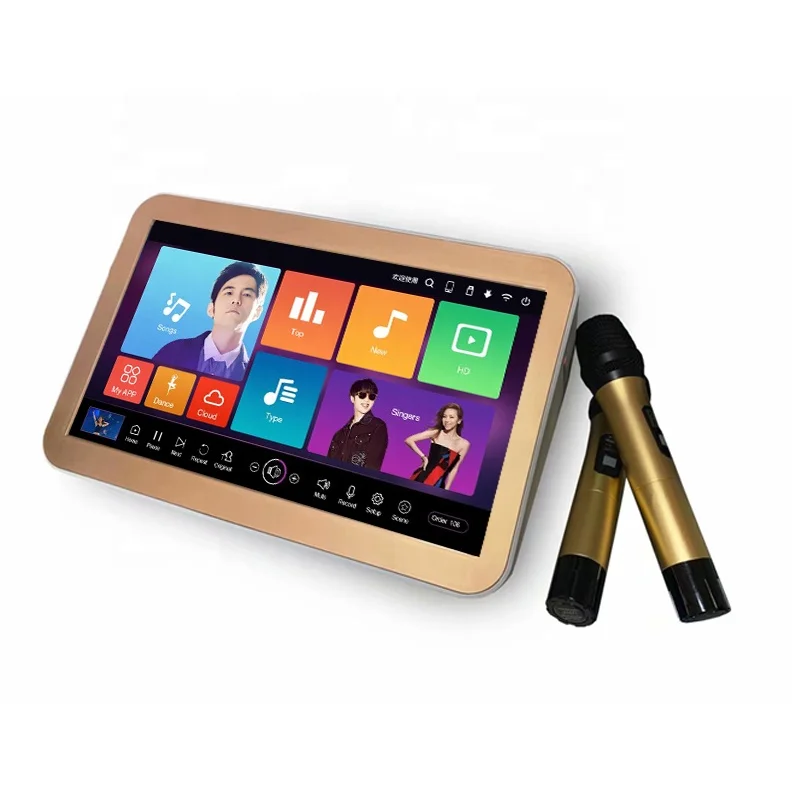 Karaoke system portable player with UHF wireless  microphone and powered mixer amplifier speaker