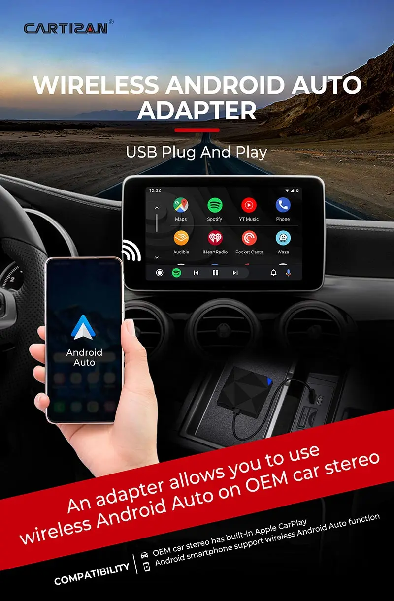 Convert the factory wired CarPlay to wireless Android auto Adapter