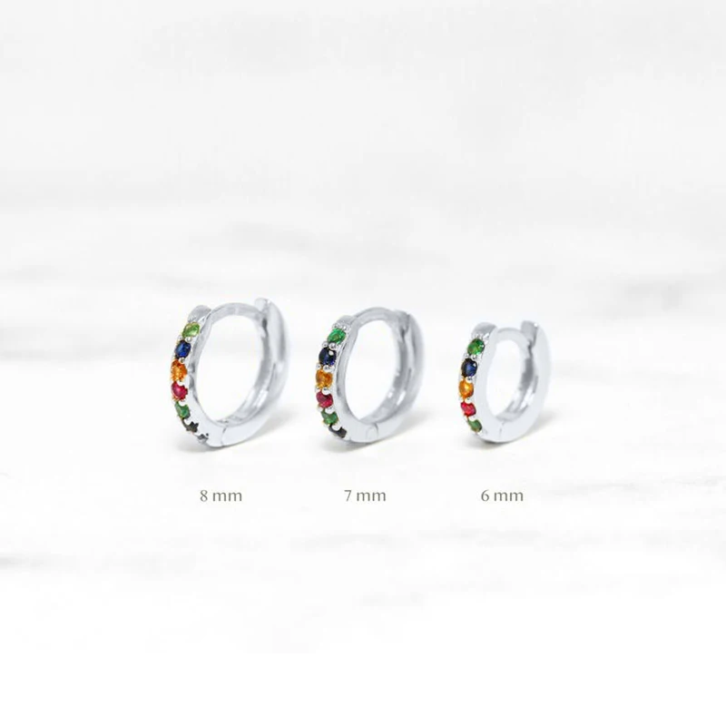 Автоклав фабрика оптовые ювелирные изделия кольцо 18K позолоченное 925 Стерлингового Серебра Huggie разноцветный Цирконий Серьги