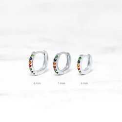 CANNER Factory Wholesale Jewelry 18K Gold Plated 925 Sterling Silver Huggie Colorful Zircon Earrings