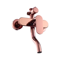 Wholesale  gun grey brass body round head shower set faucets bathtub multifunctional in wall faucets for bathroom