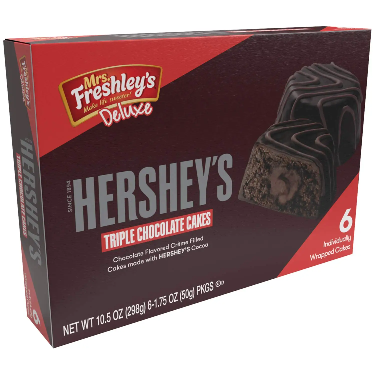 Сливочные пирожные Mrs. Freshley с индивидуальной упаковкой Тройной ШОКОЛАД (6 шт. в упаковке)