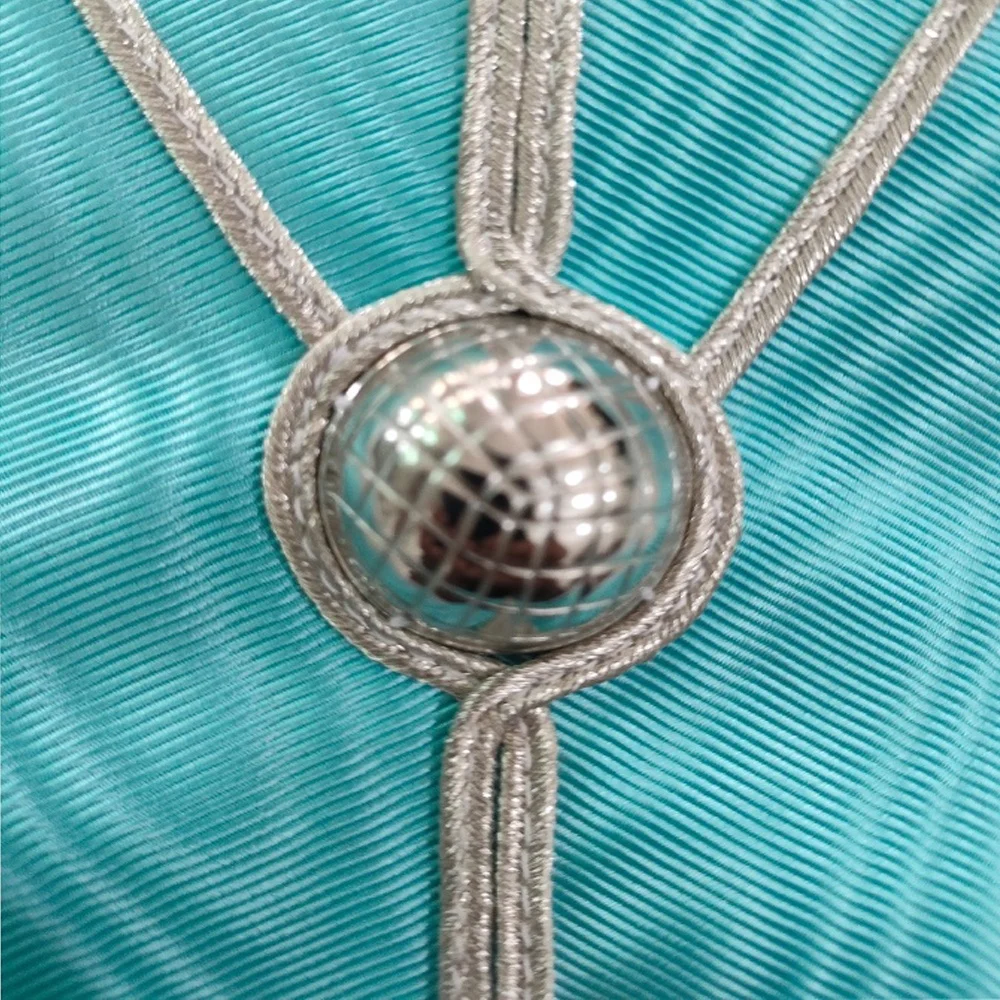 Masonic craft officers collar made with turquoise blue watermarked ribbon  Russian braid backing with hook for jewel