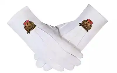 2022 New Style Masonic Gloves 100 % Cotton Gloves White  of the Eastern Star Embroidered OEM Customized