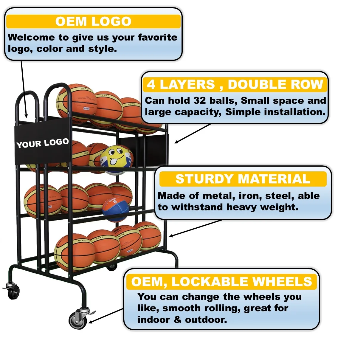 Basket Ball warehousing wheeled organizer ball basketball Toys Childrens