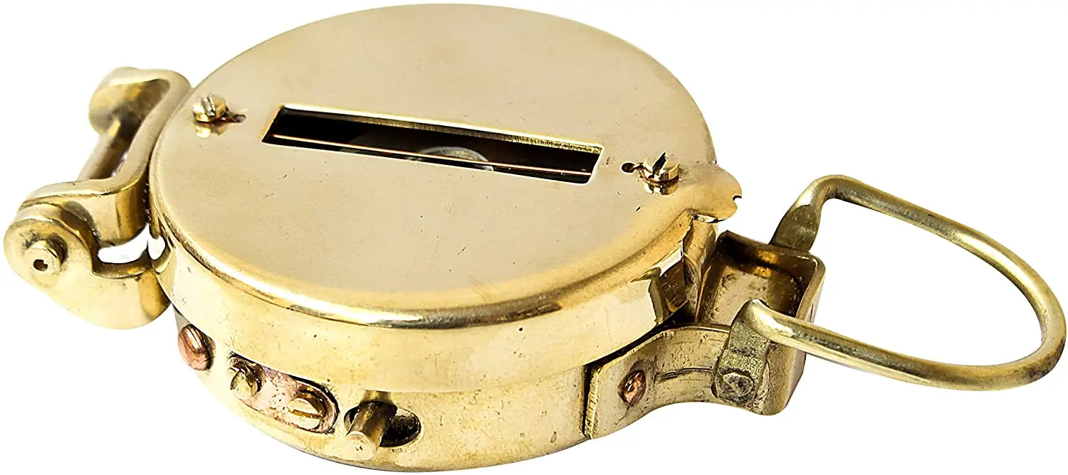 Vintage Old Style Military Compass Nautical Pocket Shiny Brass Navigational Instrument