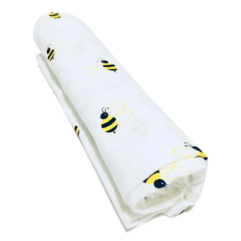 
Large cotton muslin printed bee Boy or Girl baby shower blanket Kids super soft cotton wrap swaddle 