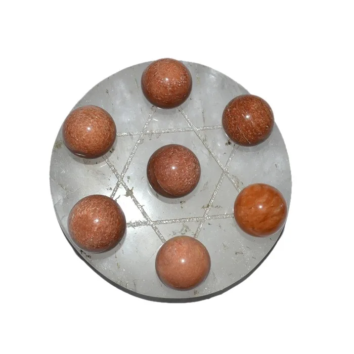 Affordable Peach Aventurine Ball Chakra David Star Disc | Peach Aventurine Ball David Star Disc