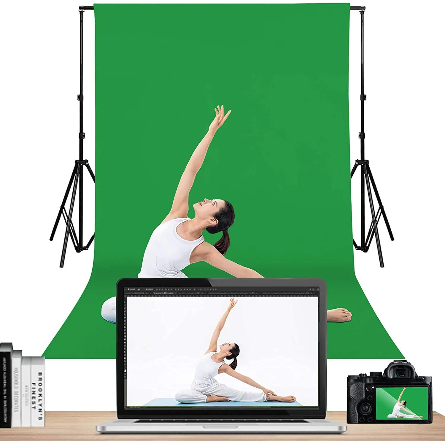 Super Quality 8 X12 feet. Long Life time Reusable Green Screen Chroma key Photo Video Photography Studio Fabric Backdrop