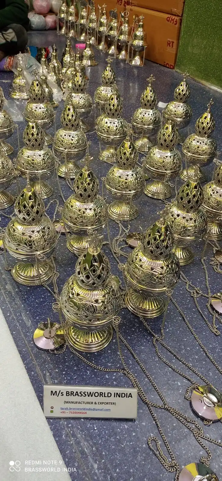 Spherical thurible nickel-plated brass