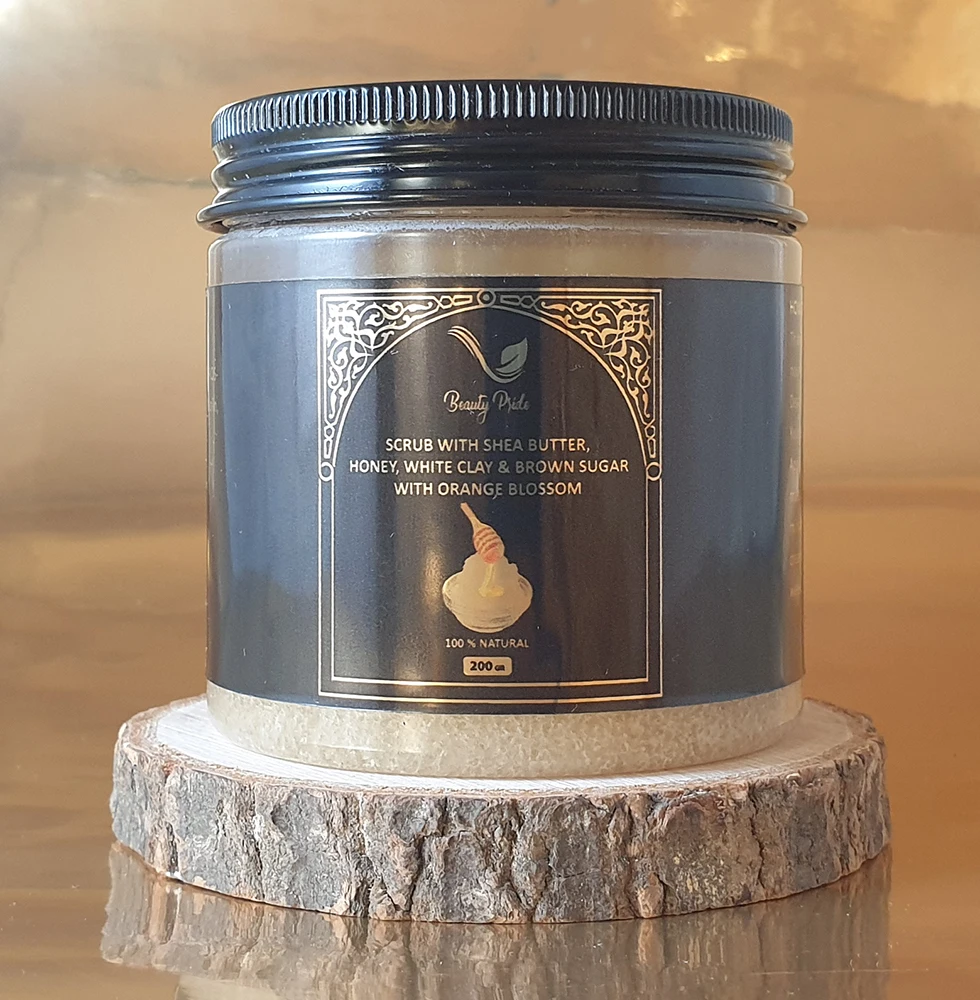 Argan Sugar Scrub with shea butter-  honey - orange blossom
