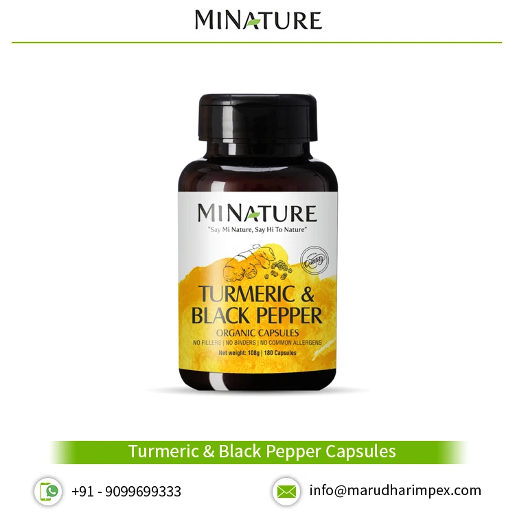 Global Demand on Healthcare Supplement Use 100% Pure Turmeric and Black Pepper Capsules