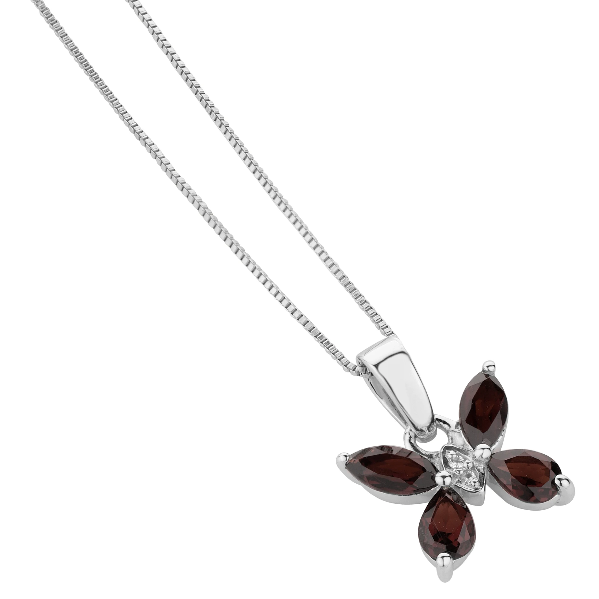 Garnet necklace ( pendant +chain) silver