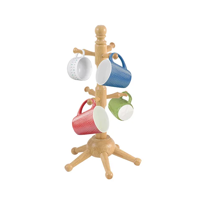 Stable & Sturdy Environmental Friendly Anti-slip Wooden Cup Holder Allow To Hang 6 Cups Either Square or Circular