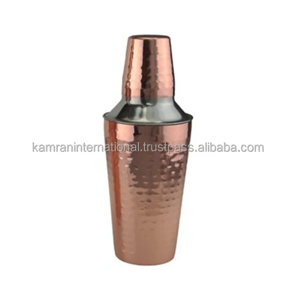 Antique Brown Solid Metal Cocktail Shaker Hammered Copper Plated Shaker for Hotel & Restaurant Decorative Touch