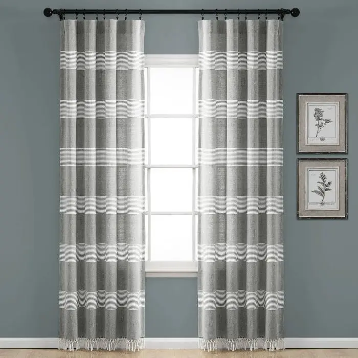 High Quality Wholesale  Prices Curtain Ready Made Custom Prints Sizes Yarn Dyed Grommets Curtains