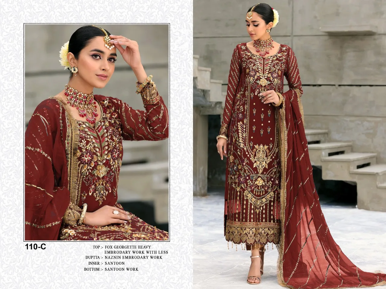 Indian Pakistani Style Pure Georgette with Embroidery Work Salwar Kameez Suit and Designer Chiffon Dupatta for Women Suits Dress