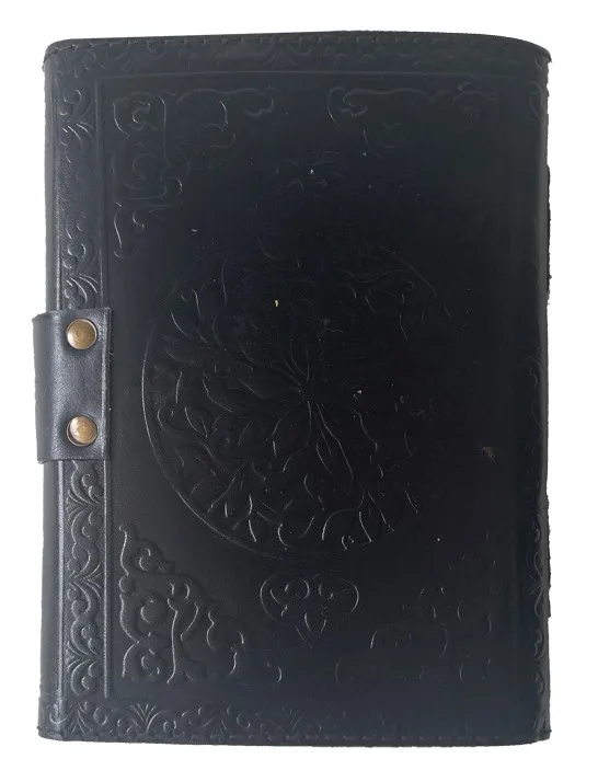Three Moon Vintage Genuine Leather Journal Witchcrafts Third Eye Stone Handmade Deckle Edge Paper Notebook School Diary For Gift