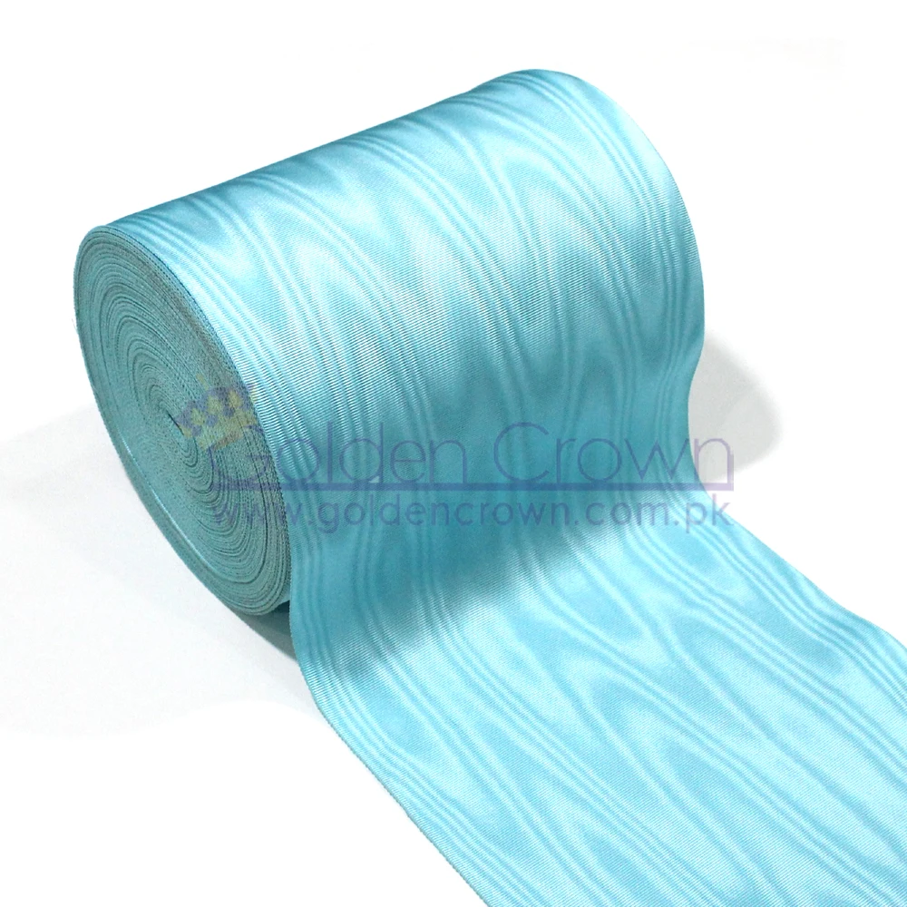 Оптовая продажа, муаровые ленты, небесно-голубая корсажная односторонняя лента из вискозы/полиэстера, вискозы/полиэстера, однотонный узор
