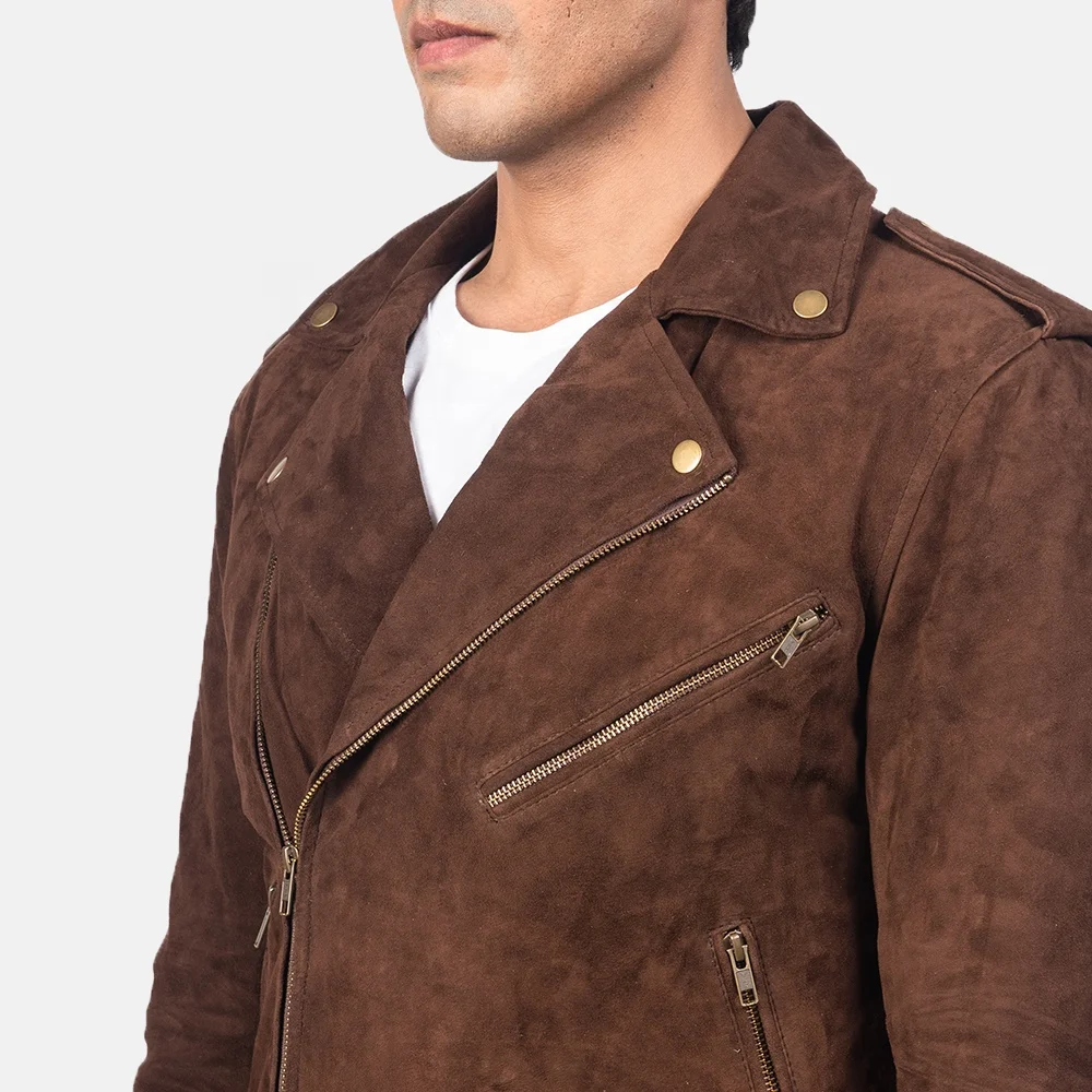 MENS MOTORCYCLE SUEDE LEATHER BIKER JACKET MOTOR BIKE GENUINE REAL LEATHER CASUAL STREET WEARS JACKET RACER CAFE JACKET