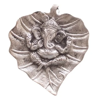 White metal Wall Hanging Aluminium Silver Lord Ganesha with Swastika in antique finish For Home and Gift Item