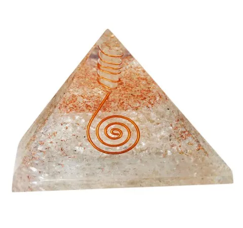 Orgone Pyramid Clear Crystal stone Red Carnelian And crystal quartz Pyramid With Tree Of Life Symbol pyramid for Reiki Healing