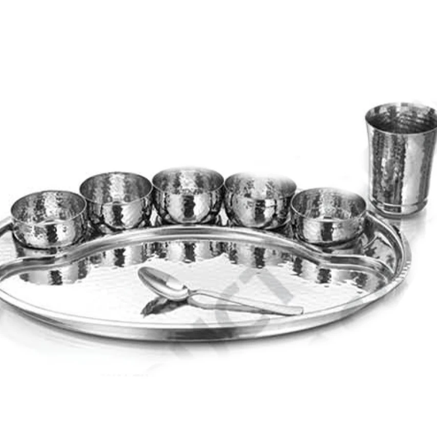 King International Mughlai Style Dinner Thali Set of 5 Bowls 1 Plate  1 Glass 1 spoon