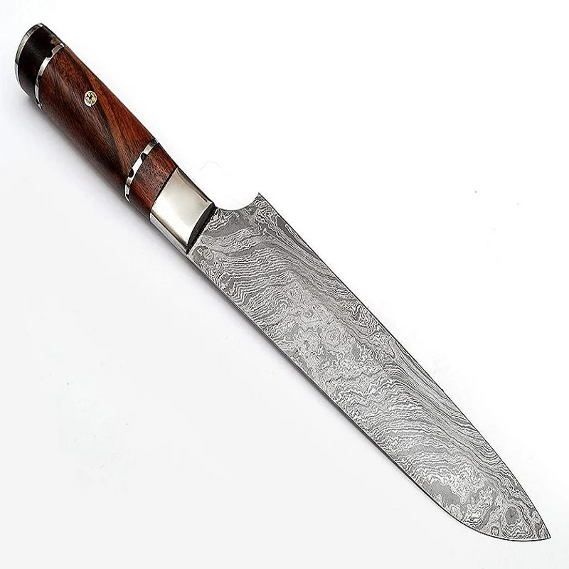  Ручной работы Дамасская сталь ремесло нож шеф-повара для использования на кухне ручной Кузница с кожаным чехлом фиксированным лезвием CK-10
