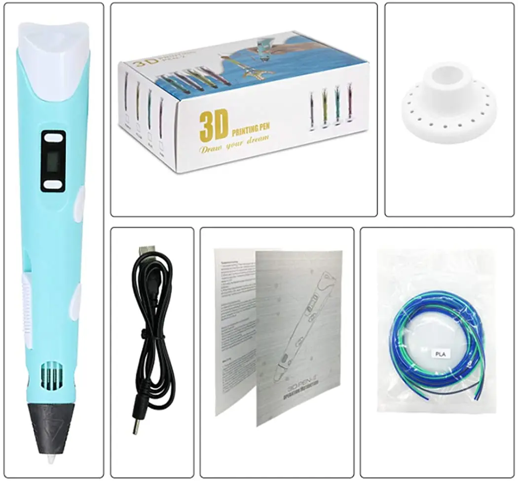 LED Display 2nd Generation 3D Printing Pen with 9M ABS Filament Arts DIY pens for Kids Drawing Tools