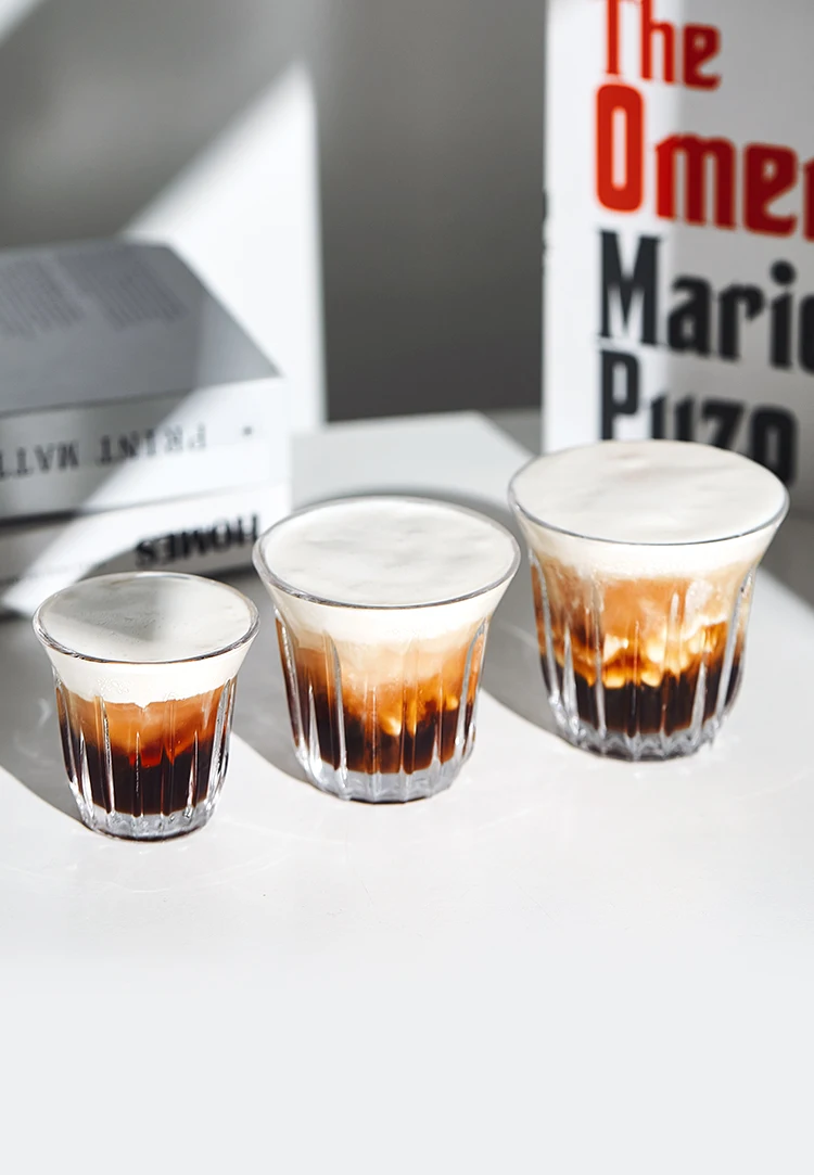 Wholesale Simple Style Vertical Striped Transparent Sublimation Glass Mugs Iced Tea Milk Coffee Cup For Gift