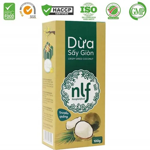 New product 2022 | Premium Crispy Baked Coconut Fruit Box Carton 100g | Dried coconut keto With 100% Quality  In Vietnam