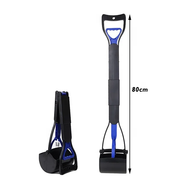 80cm Long Handle Dog Waste Carrier Shit Cleaning Poop Scooper Foldable Plastic Dog Pet Poop Picker