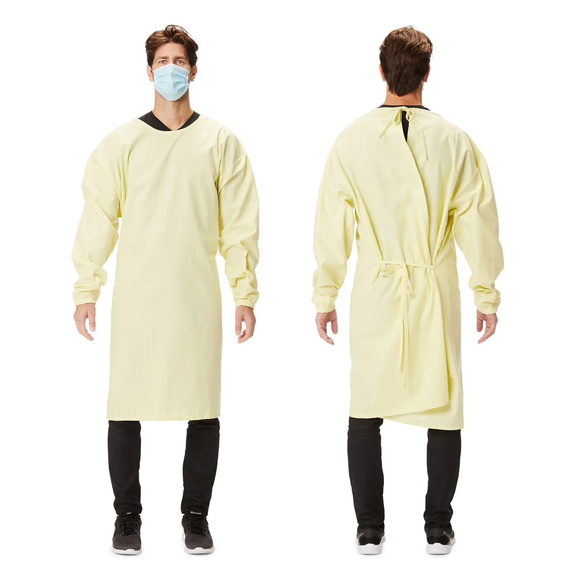 Защитное платье для процедуры 2x-большой/3x-большой желтый нестерильный уровень AAMI 1 многоразовый 60% хлопок/40% полиэстер