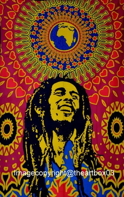 Bob Marley One World Poster Psychedelic Indian Gypsy Bohemian Multi colour Wall Hanging Ethnic Decorative Tapestries Home Dorm