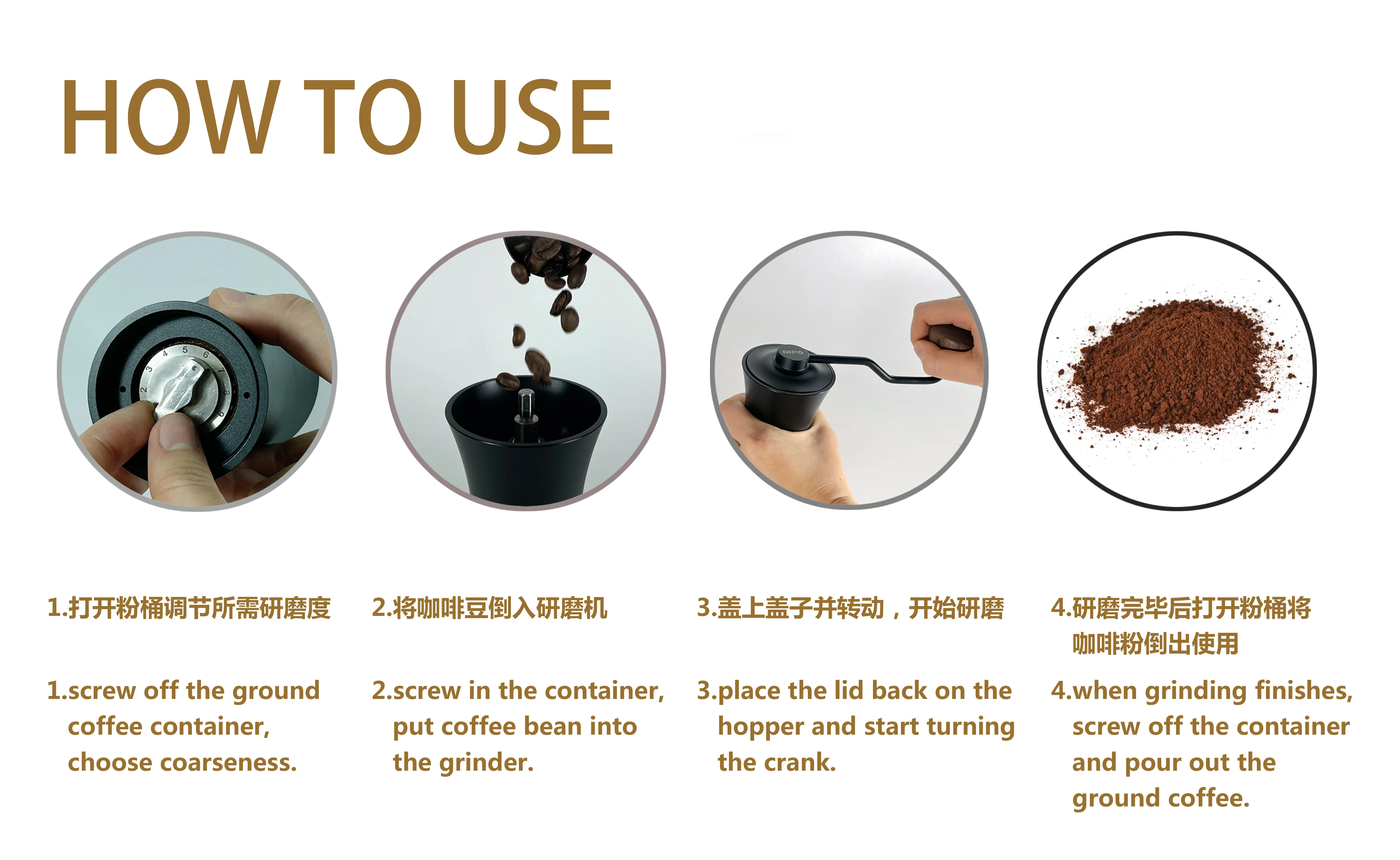  Dhpo великолепный дизайн; Ручная кофемолка объем 30g со сборкой 6-осевой S136 конической Burr и складная деревянная ручка