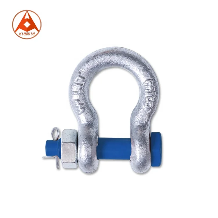 US Type High Tensile Galvanized Steel Drop Forged Bow Shackle G2130 with Bolt