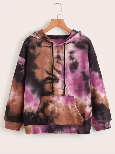  Толстовка женская с капюшоном Повседневный пуловер свободного покроя принтом бабочки Осень-зима