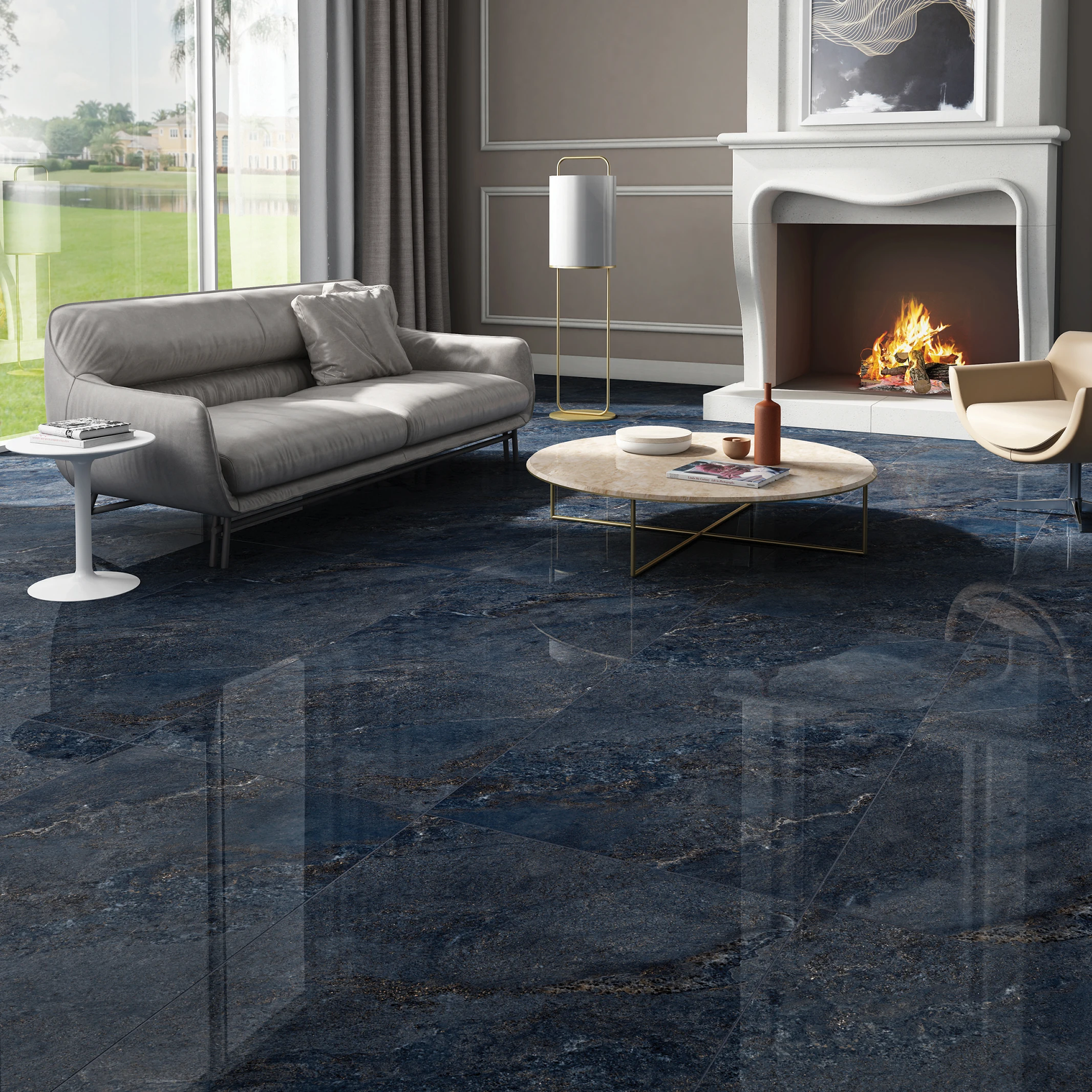 Лидер продаж, синяя фарфоровая плитка для декоративной зоны 600x1200 мм