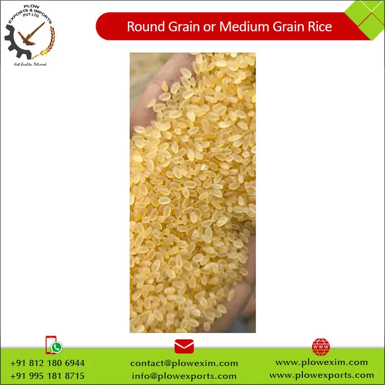 Round Grain or Medium Grain Parbolied Rice 5% Broken Round Rice Export from India