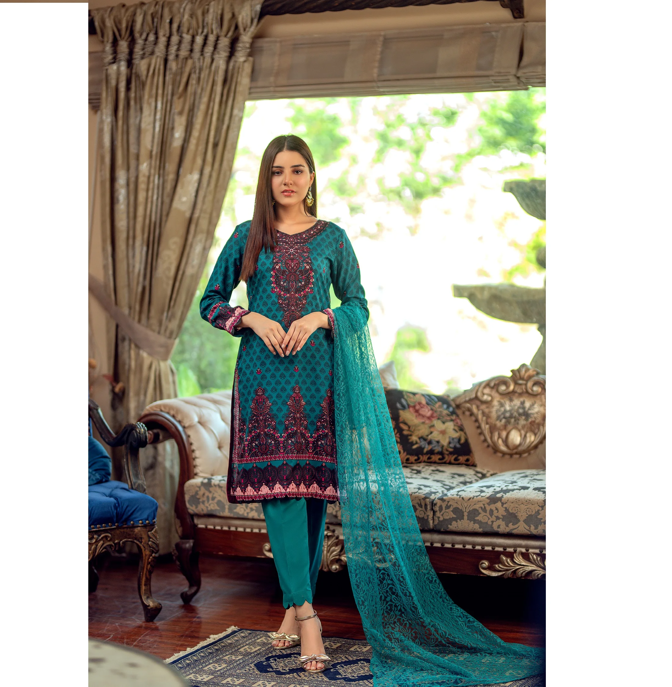 Высококачественная женская рубашка из 3 предметов, брюки дупатта, официальный костюм без швов, 1 х8, высококачественный, Размер 6