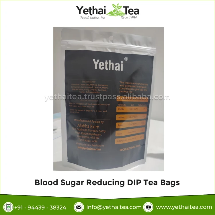 100% Natural Fresh Wellness Sugar DIP Herbal Green Tea Bags for Men & Women
