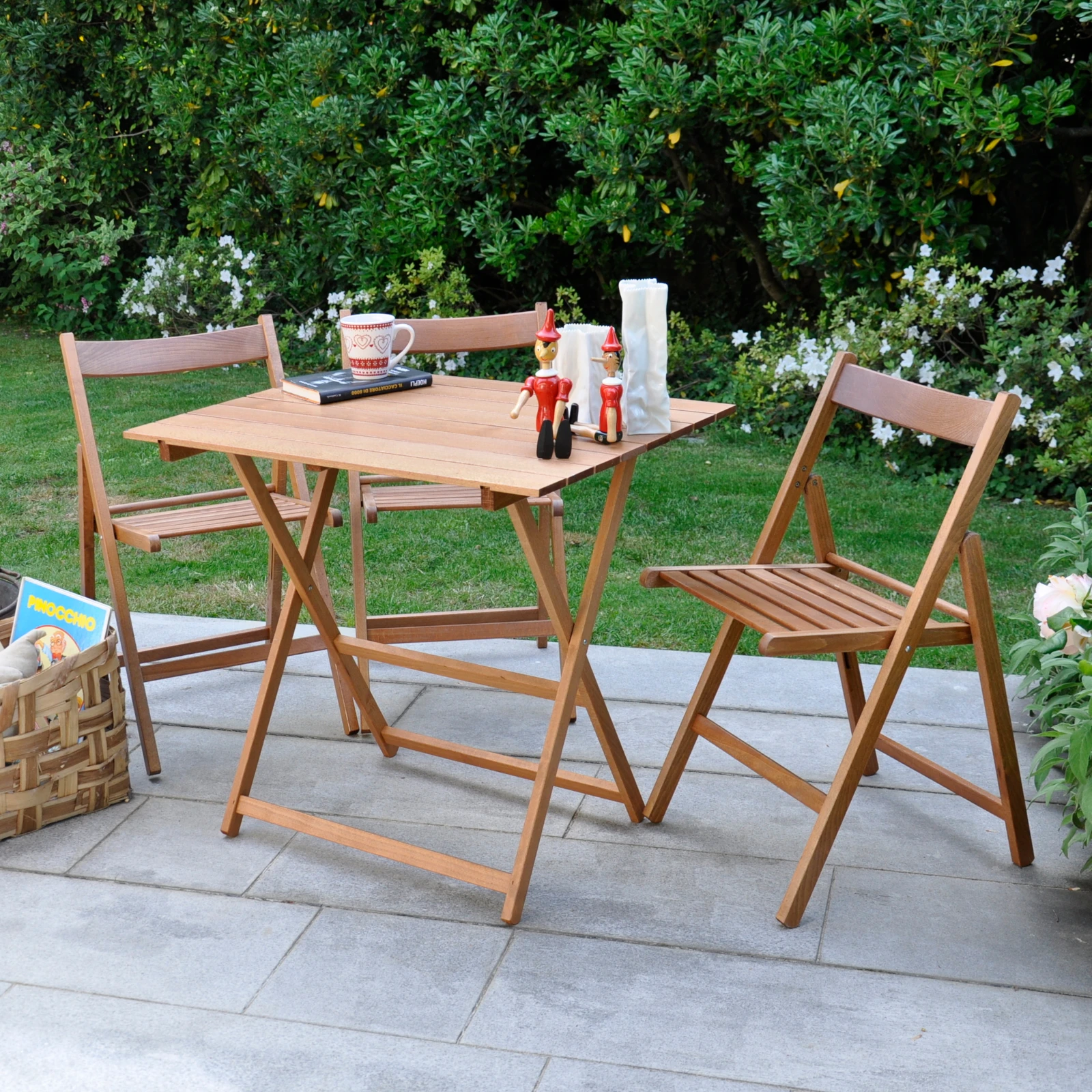 Высокое качество, Сделано в Италии, складной стол размером 60x80 с 2 стульями из массива Букового дерева для использования в помещении и в гардне, цвет ореха