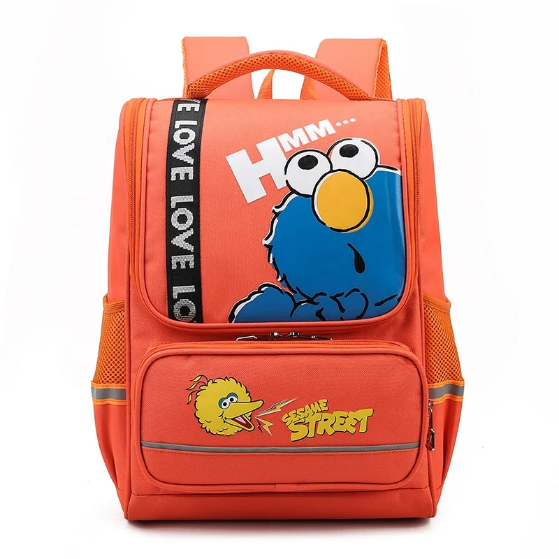 New Arrival Korean Kids Large Capacity Waterproof Lightweight School Backpack Cartoon Fashion Sesame Street Student Bags