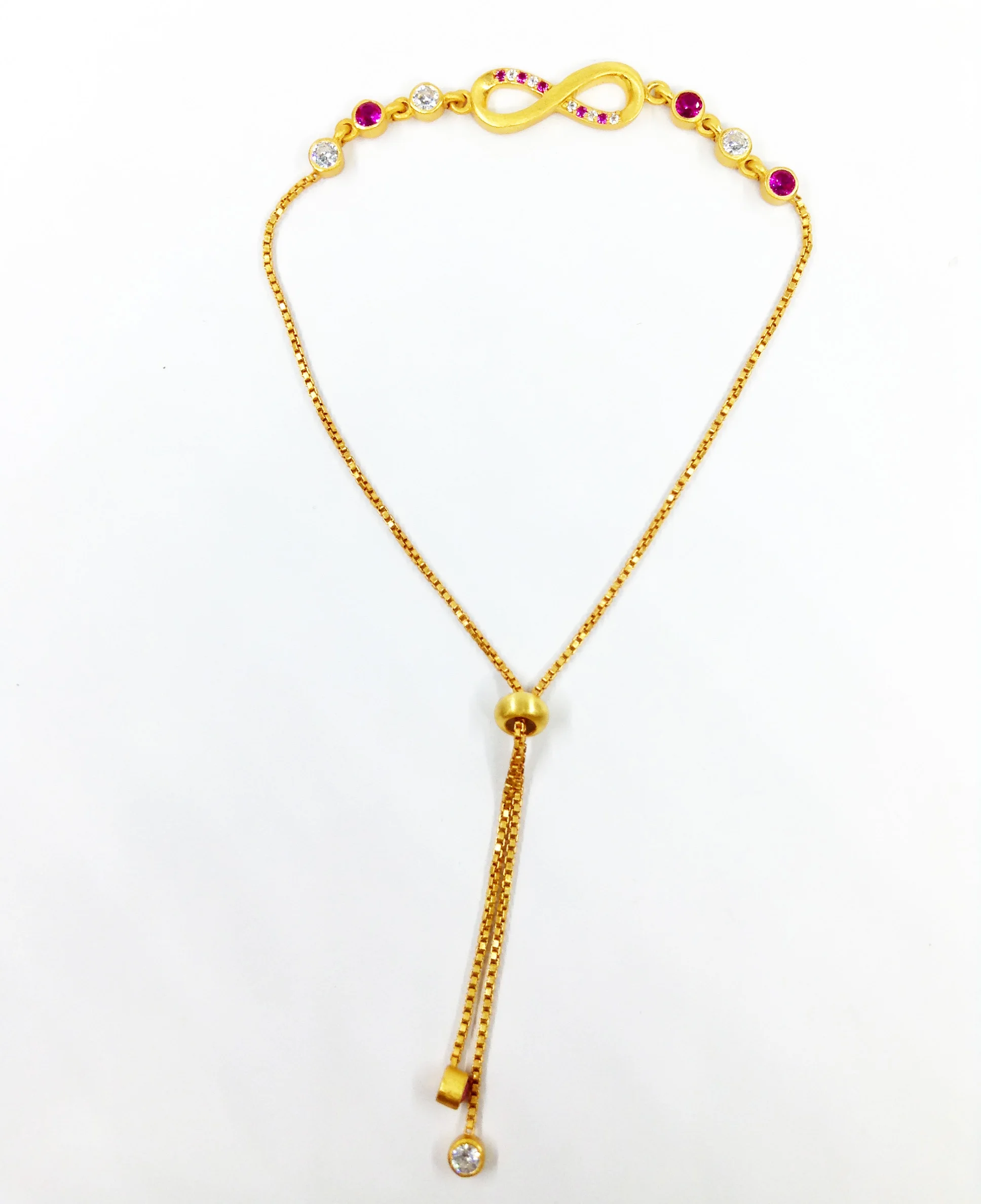 Luxury Fashionable 925 Sterling Silver Gold Plated Multi Color Gemstones Ladies Wear Infinity Chain Bracelet